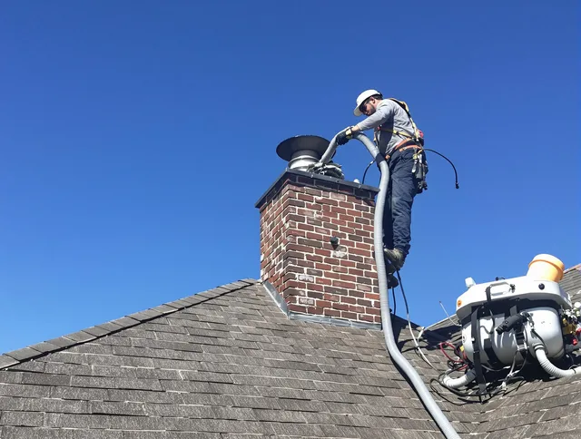 Dedicated Boca Raton Chimney Sweep team member cleaning a chimney in Boca Raton, FL
