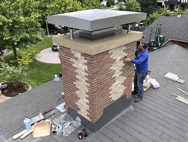 Boca Raton Chimney Sweep team working on a custom chimney remodel in Boca Raton, FL