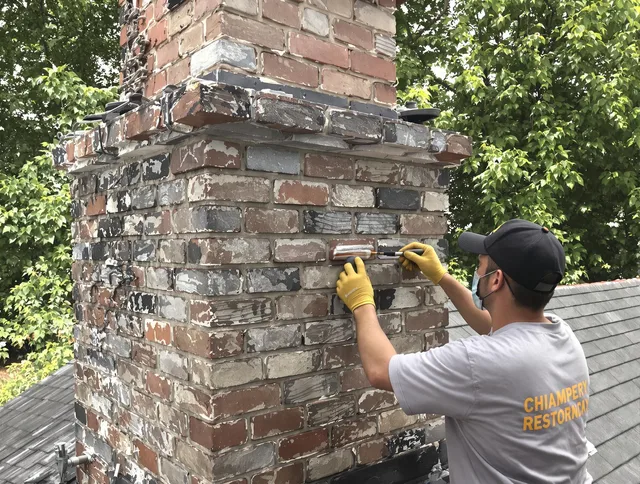 In-progress chimney restoration by Boca Raton Chimney Sweep in Boca Raton, FL